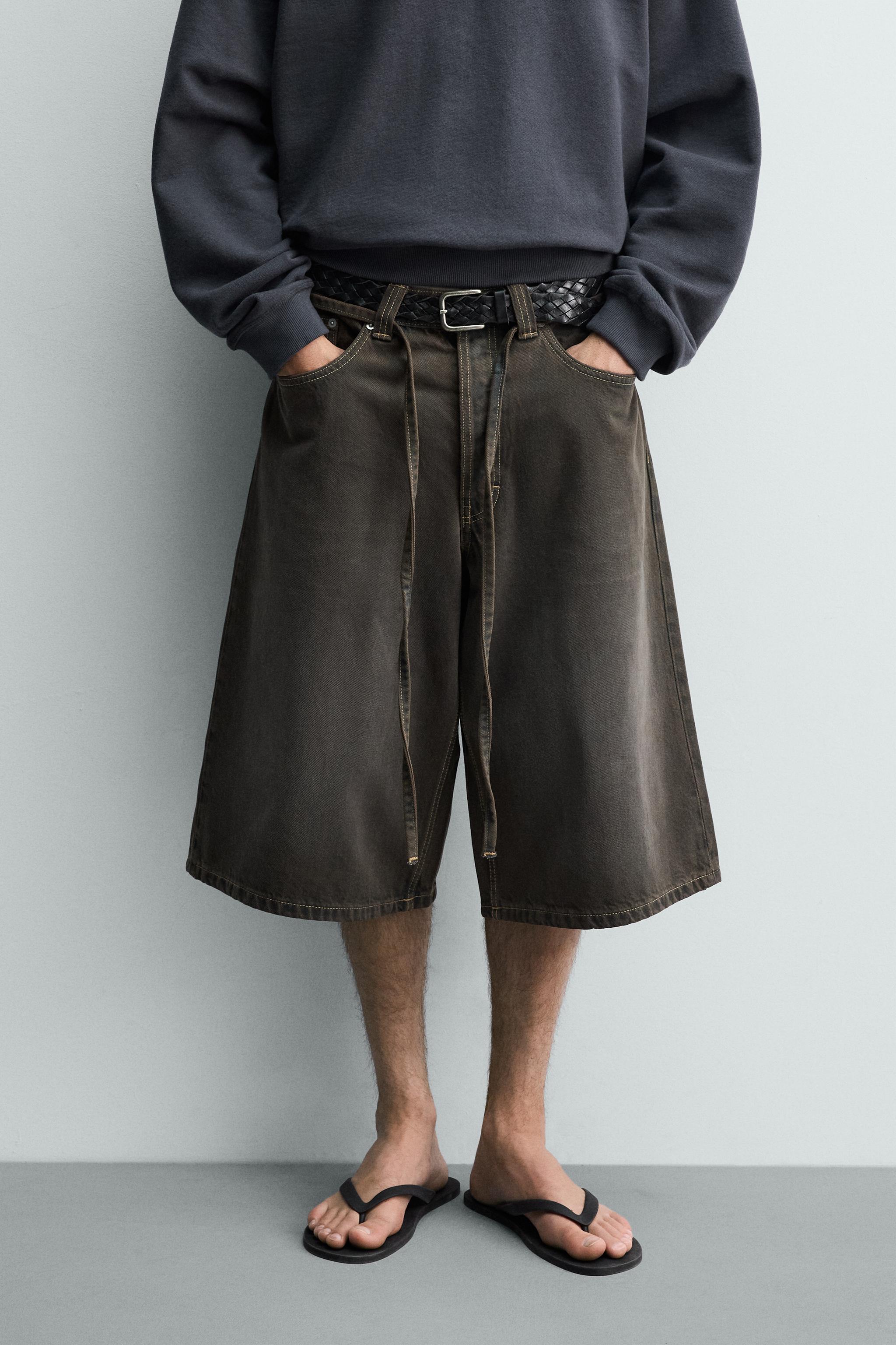 BELTED DENIM JORTS